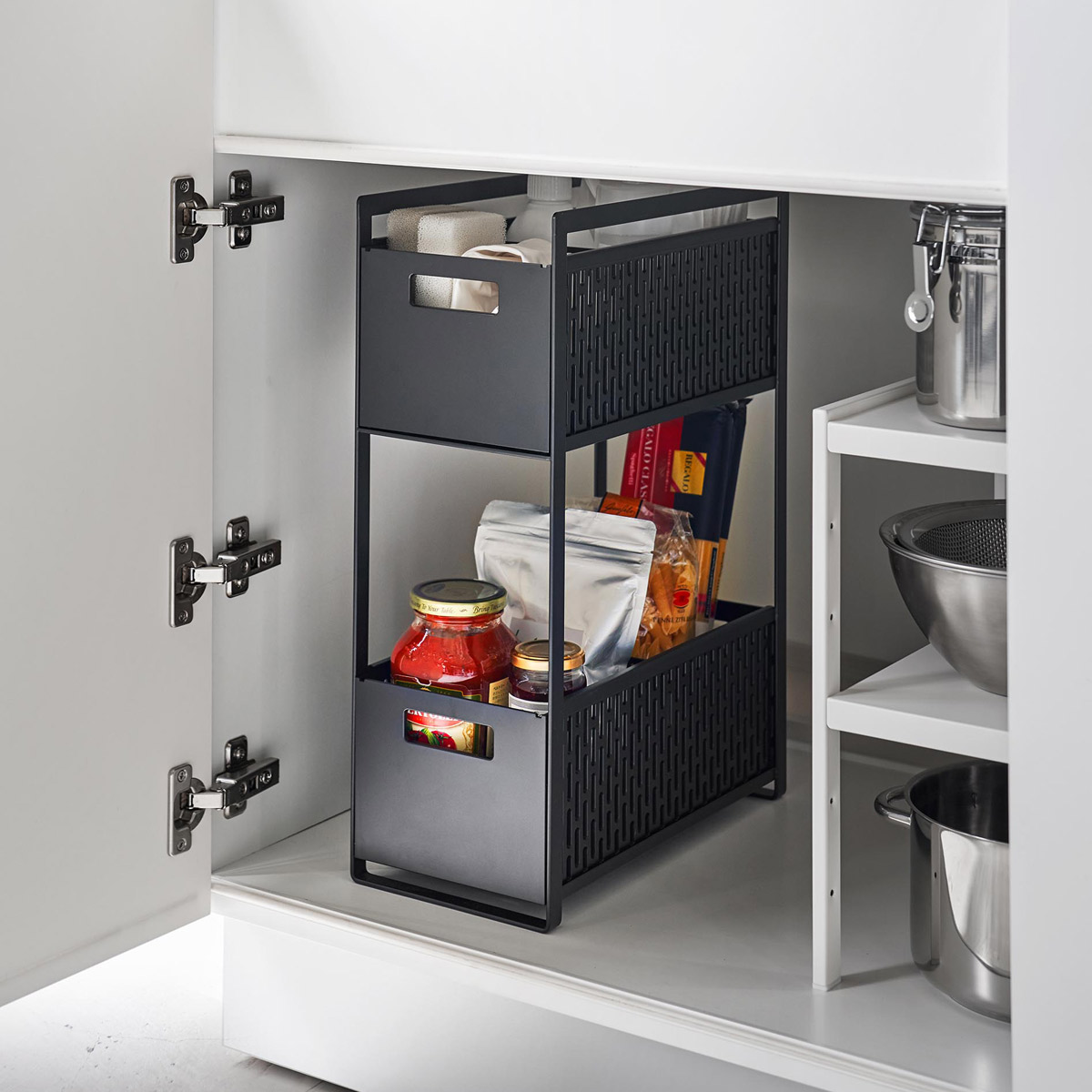 シンク下収納 引き出し 山崎実業 tower タワー シンク下収納バスケット 2段 ブラック 5,797円