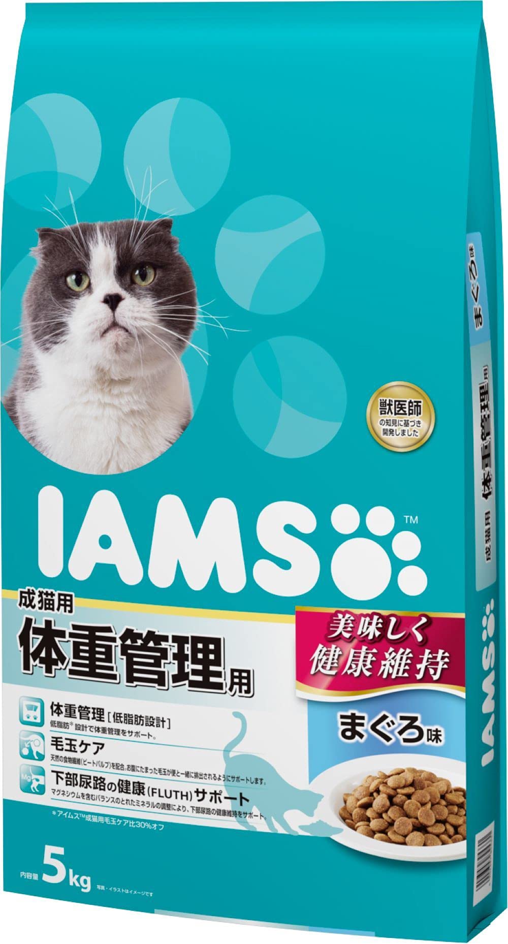 アイムス (IAMS) キャットフード 体重管理用 まぐろ味 成猫用 5kg×2 (ケース販売)