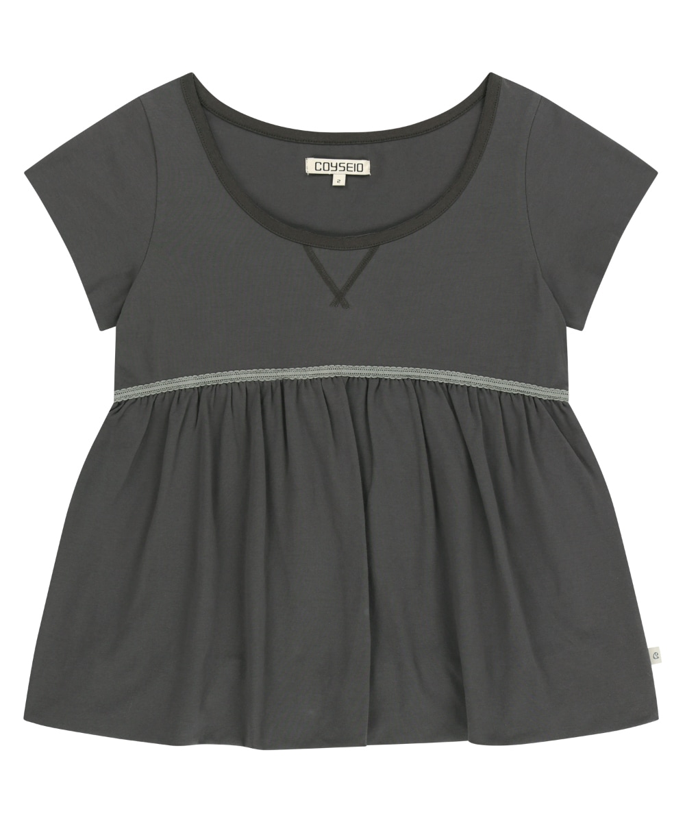 【COYSEIO】26SS LACE BALLOON T-SHIRT : DARK GREY
