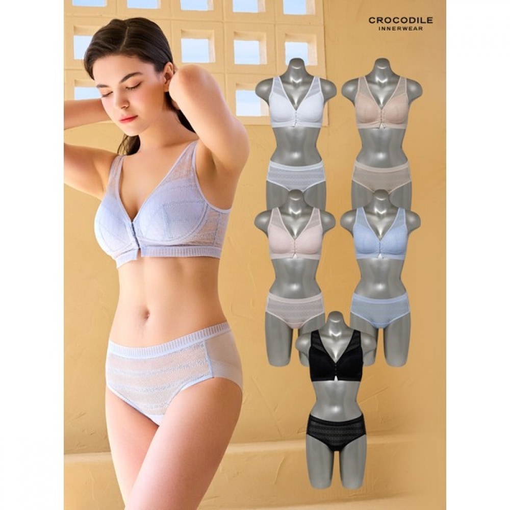 (クロコダイルインナー) フロントフックエアリーコレクションインプレッシブブラ+パンティ 10枚セット