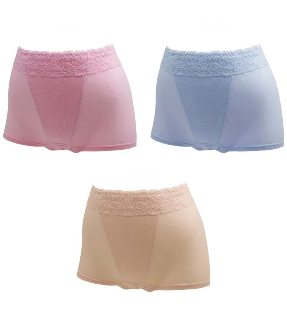 3色セット レディース 吸水パンツ ショーツ ガードル機能付きサニタリー対応 メッシュ吸水 失禁 尿漏れ