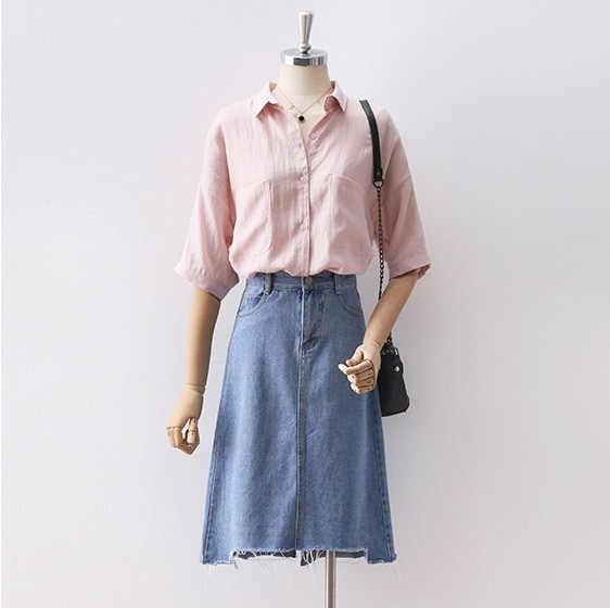 ダブルポケットシャツ 半袖シャツ ルーズカジュアルシャツ 春色半袖シャツ トップス Tシャツ シャツ ブラウス 白シャツ 白トップス 袖あり 半袖 5分袖 五分袖 Vネック 襟付き スリム ストレート