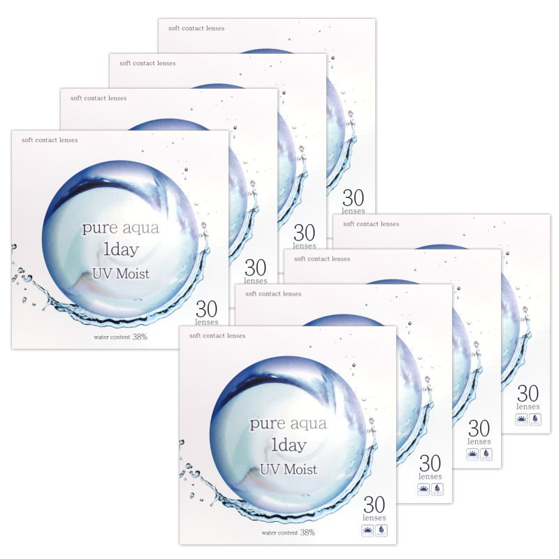 8箱セット クリアコンタクト ピュア アクア ワンデー UV Moist 38 1箱30枚