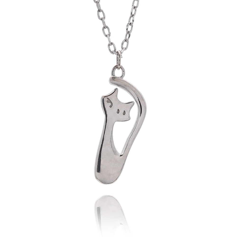 S925 ノーブルキャット 猫 ネックレス [fhns065-silver]