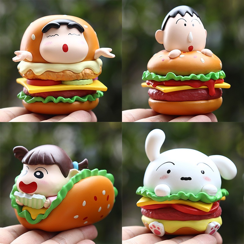 遊びアニメ食品しんちゃん友達シリーズアクションフィギュアかわいいニニ・シャオバイ・アダイ人形飾り