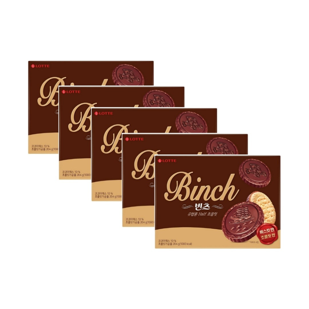 ビンツ 204g x 5個 (韓国人気のお菓子 チョコレートビスケット 半々サクサク スナック デザート コンビニ)