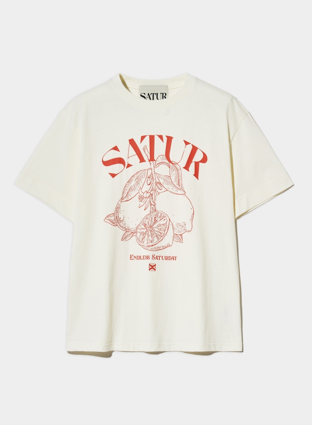 【SATUR】 CAPRI CITRON DRAWING SUMMER GRAPHIC T-SHIRTS : CREAM ORANGETシャツ