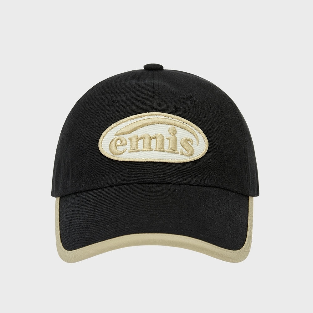 Emise ベージュトリミングボールキャップ-ブラック