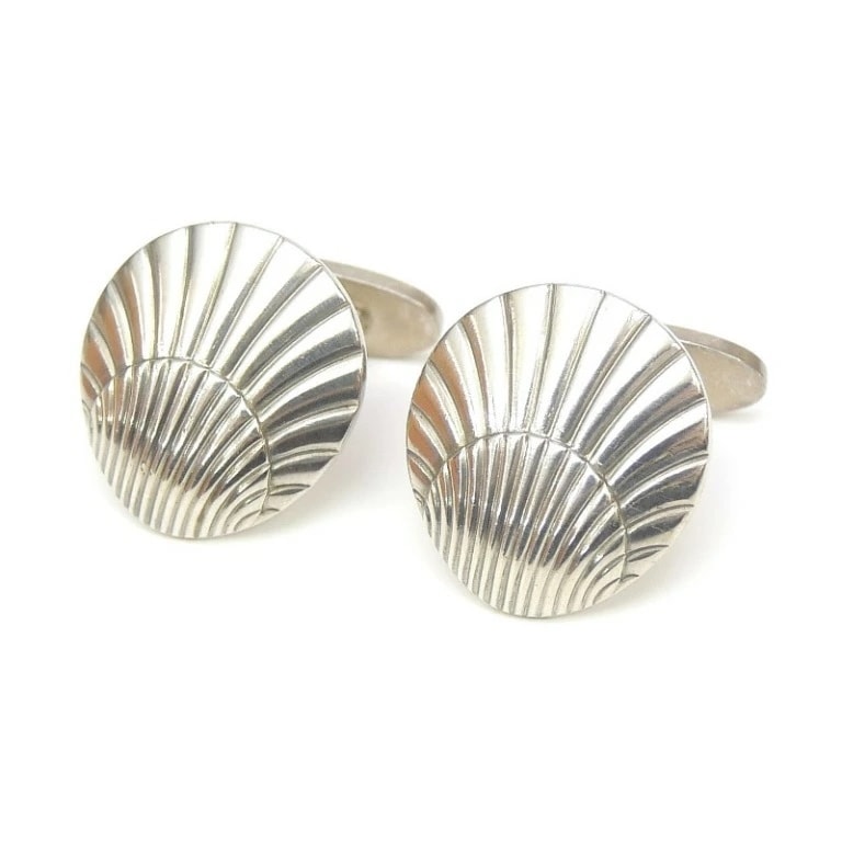 ジョージ・ジェンセン Georg Jensen カフスボタン シェル カフリンクス /シルバー/SV925 【中古】(67923)