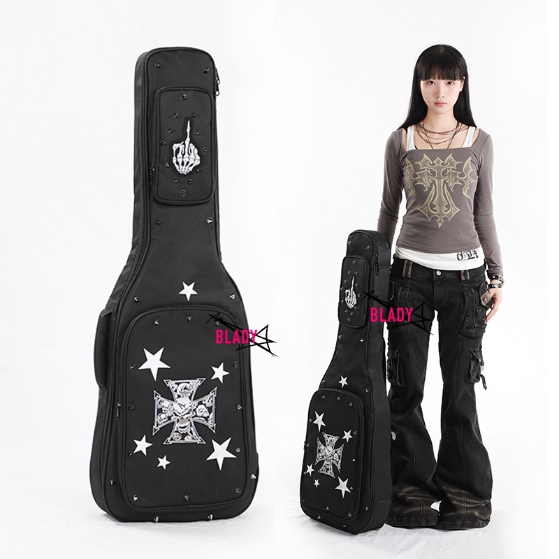 [ホワイトスタークロス]ギターバッグパーソナライズされたパンクハイプリティ濃厚41インチエースギターエレクトリギターベースバッグ