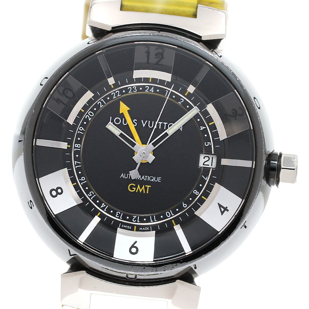 ベルト訳あり ルイ・ヴィトン LOUIS VUITTON Q113K タンブールインブラック GMT デイト 自動巻き メンズ _838509【中古】