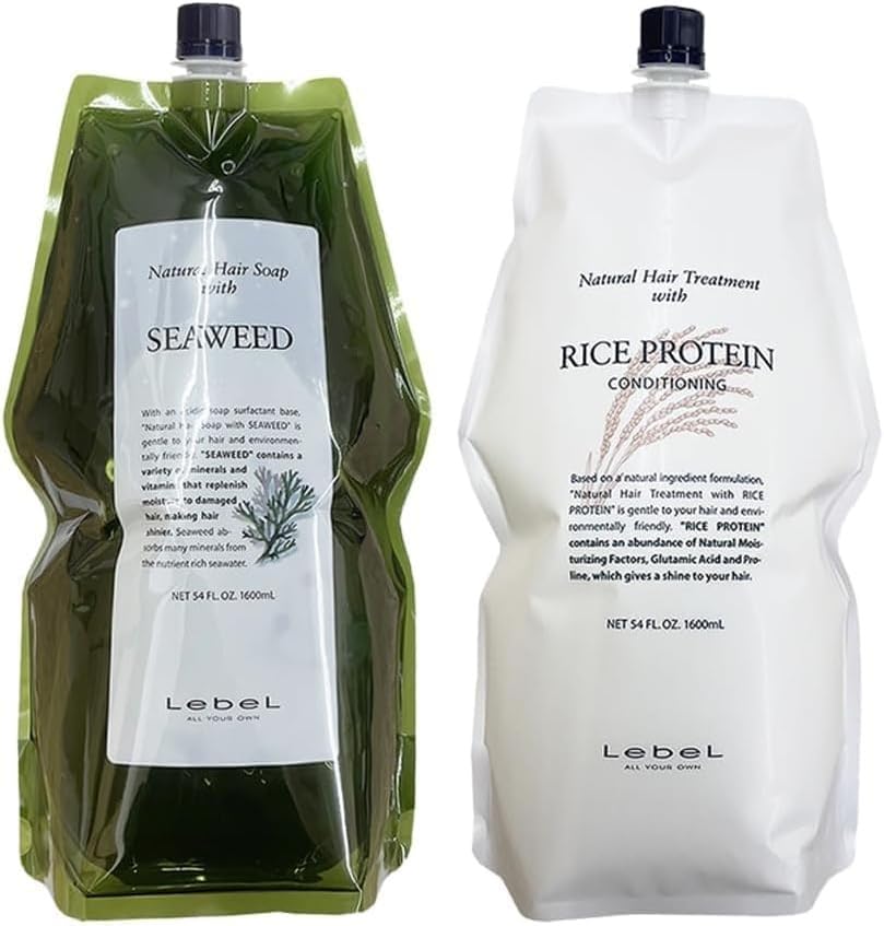 ルベル(LebeL) ナチュラルヘアソープ ウィズ SW (シーウィード 1600ml)& ナチュラルヘアトリートメント ウィズ RP (ライスプロテイン 1600g)