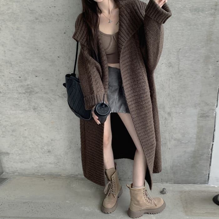 レディース ファッション 韓国 ニット ガウンコート ロングニット 春秋冬 アウター 通学 カジュアル ガーリー 可愛い きれいめ フォーマル 10代 20代 おしゃれ