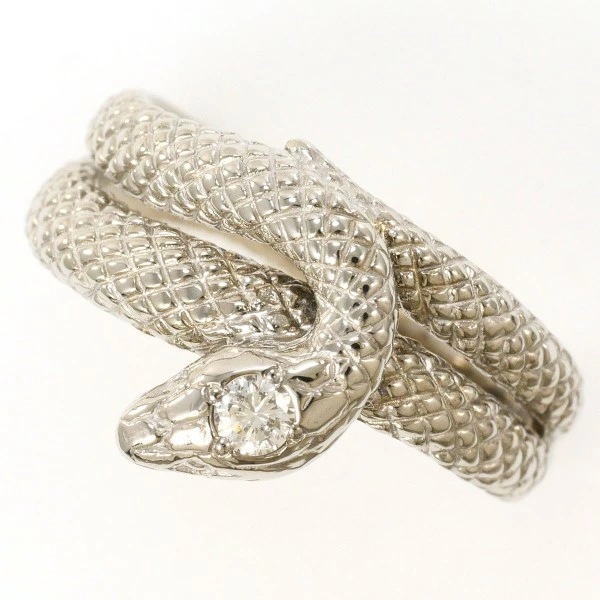 K18 18金 WG リング 指輪 13号 ダイヤ 0.08 カード鑑別書 ジュエリー 中古