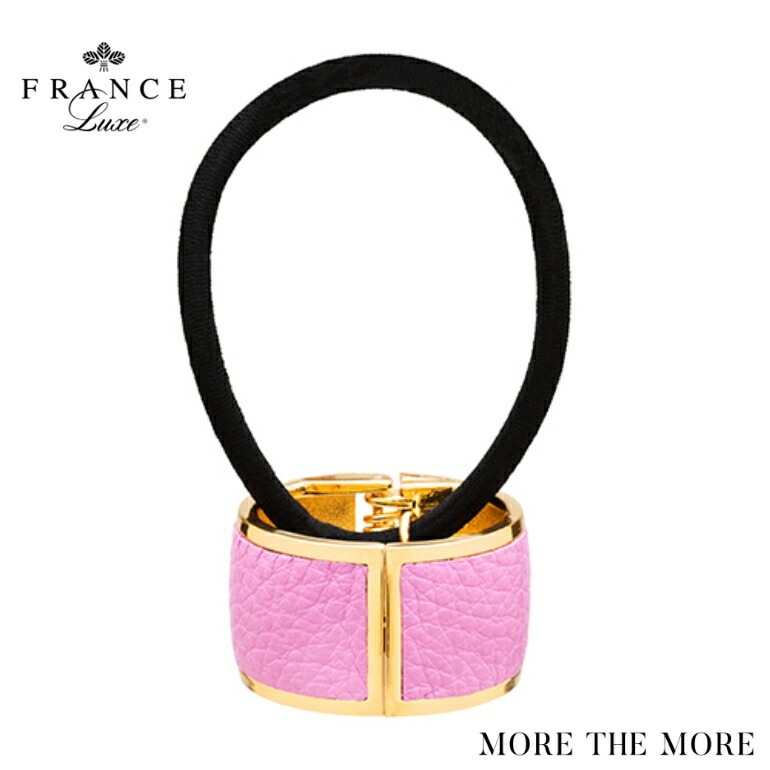 France Luxe フランス ラックス スモール インレイ レザー カフポニー （スプリング オーキッド） ヘアカフ ポニーテール ヘアゴム ポニーカフ 高級 まとめ髪 レディース ヘアアクセ