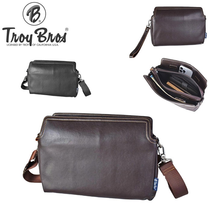 ショルダーバッグ クラッチ ハンドバッグ 牛革 レザー 横型 肩掛け メンズ フォーマル ブランド Troy Bros トロイブロス 7032 本革 お出掛け 冠婚葬祭 旅行 外出