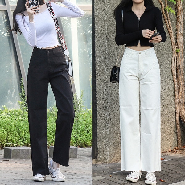 ルーズフィット ワイド ストレート ブーツカット ジーンズ ブラックジーンズ ホワイトジーンズ 5,869円
