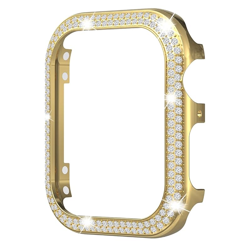 NINKI 適応Apple Watch 保護ケース45mm Apple Watch Series 7 8 9ケース iWatch45mm 合金バンパー ダブルダイヤモンド ピカピカ 耐久性 四角保護