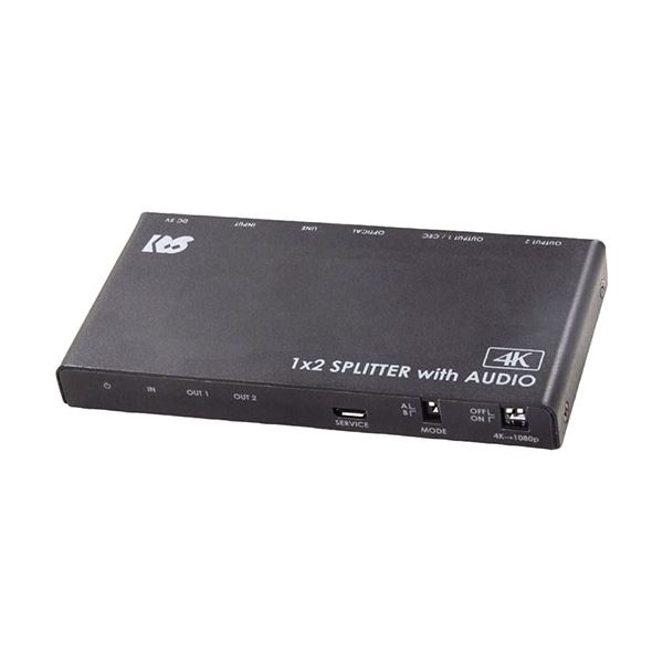 ラトックシステムラトックシステム 4K60Hz/ダウンスケール対応 外部音声出力付 HDMI分配器(1入力2出力) RS-HDSP2PA-4K