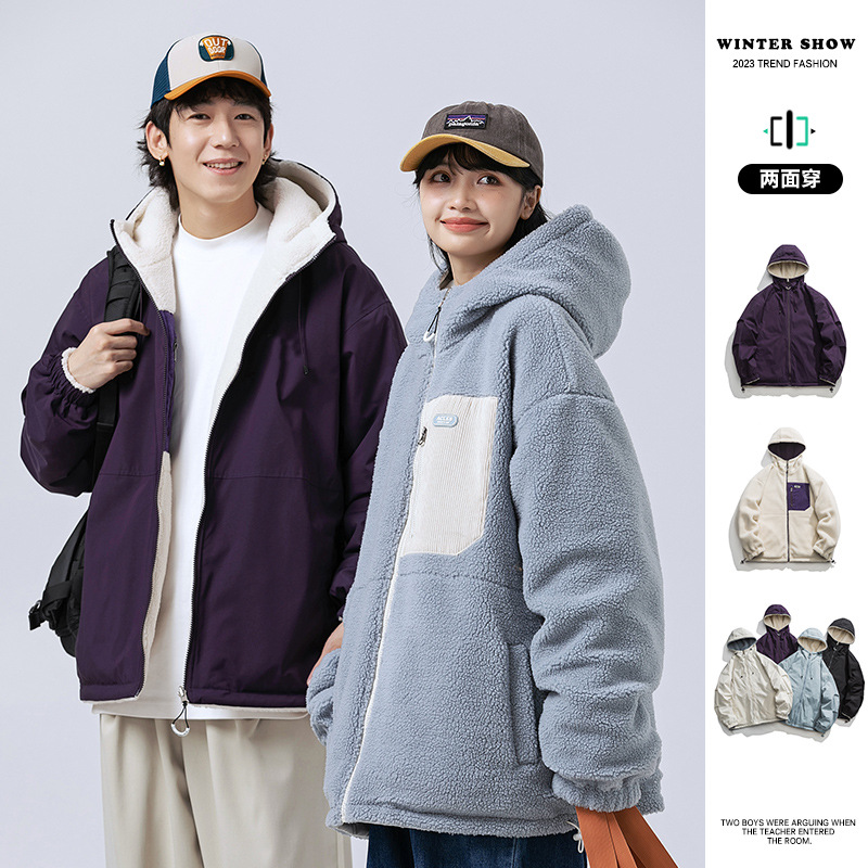 数限定販売！正規品男女兼用両面タイプ　ジャンパーブルゾンボア秋 冬体型カバ ジャケット 両面着用タイプ　暖かい　クリスマス　防風　防寒　防水