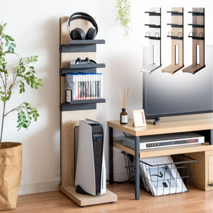 ゲーム機ラック REGABO レガボ GRK-006 ディスプレイスタンド ディスプレイ 省スペース スリム コンパクト 可動棚 収納棚 リビング収納 ゲーム収納 PS5収納