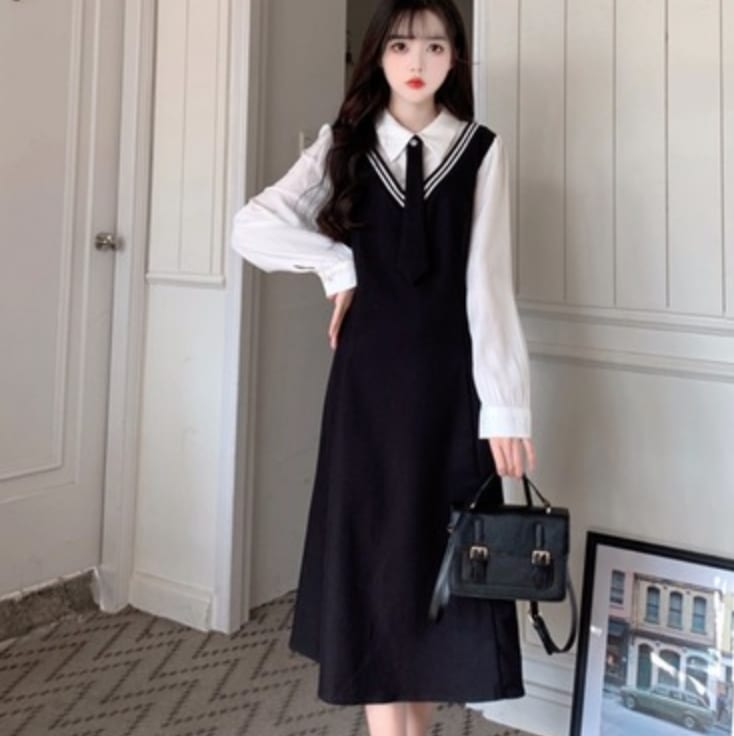 ワンピース デート フレアワンピース ミモレ ミモレ丈 袖あり 長袖 かわいい 大人可愛い きれいめ シンプル カジュアル 大人 上品 おしゃれ お洒落 主役級 存在感 春 秋 10代 20代 30代その他 ワンピース・ドレス