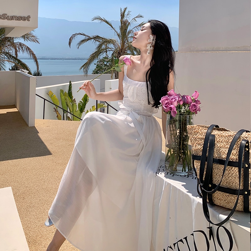 ドレス ワンピース ワンピースドレス ワンピドレス ウェディング パーティー 結婚式 二次会 発表会 ステージ ロング マキシ フレア ノースリーブ スクエアネック ストレート レース 刺繍 リボン