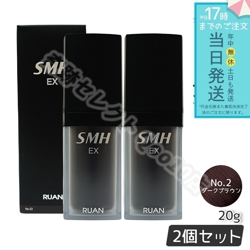 【2個セット】 ルアン スーパーミリオンヘアー EX 20g No.2ダークブラウン ボリューム ふりかけ 薄毛 抜け毛 白髪 対策 増毛パウダー 髪 頭皮 分け目 薄毛隠し