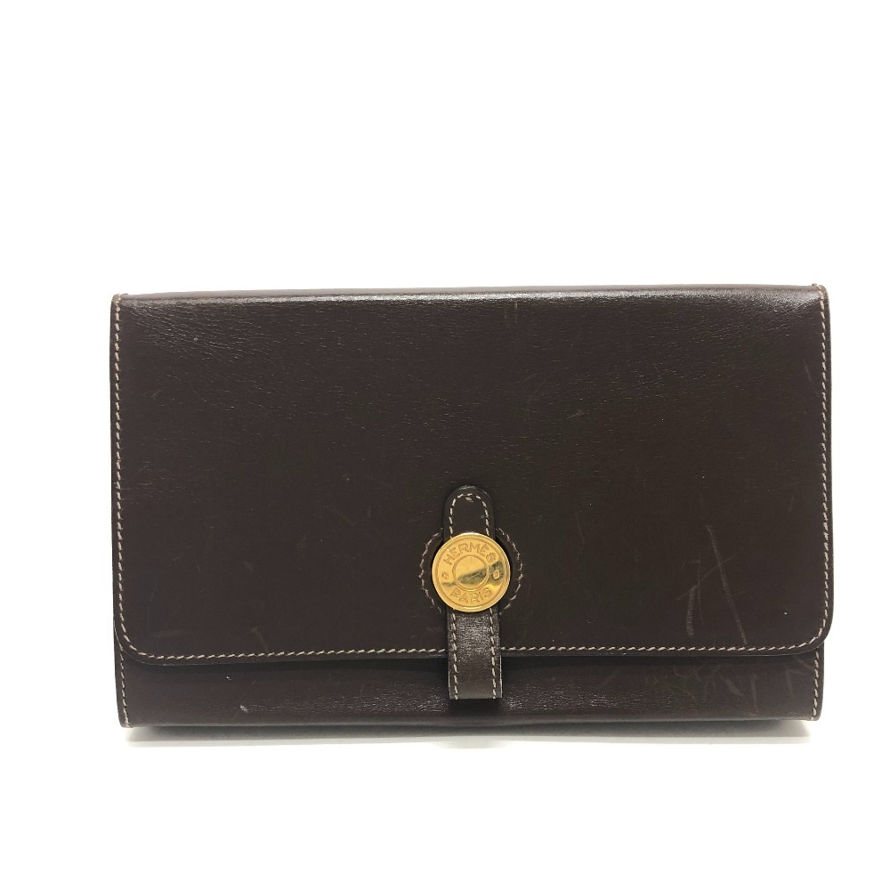 ポーチ ドゴン セリエ BOX カバン 小物入れ スクエアクラッチ ミニバッグ パーティーバッグ ボックスカーフ ブラウン