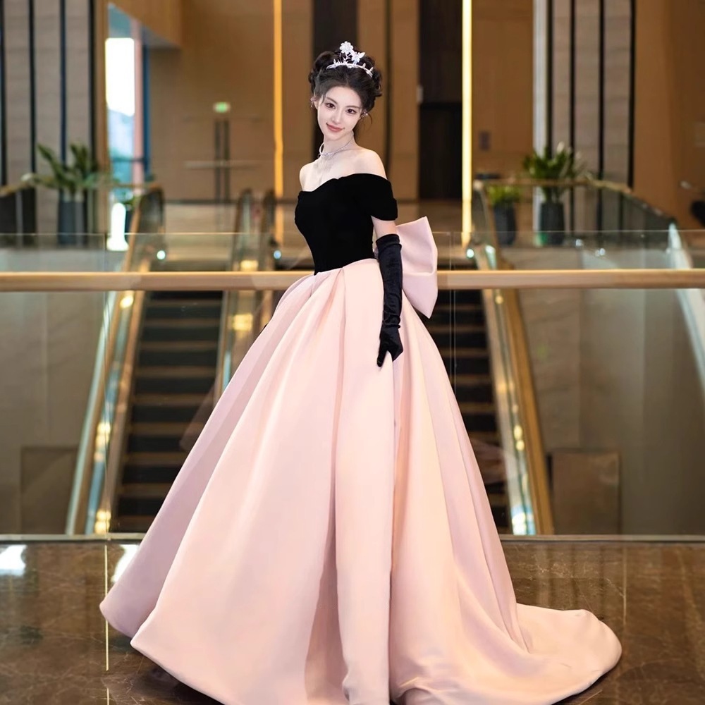 【送.料.無.料.急速発送】ピンクのデコルテ姫スカートドレス 演奏会 ウェディング 発表会 成人式 二次会 お呼ばれ