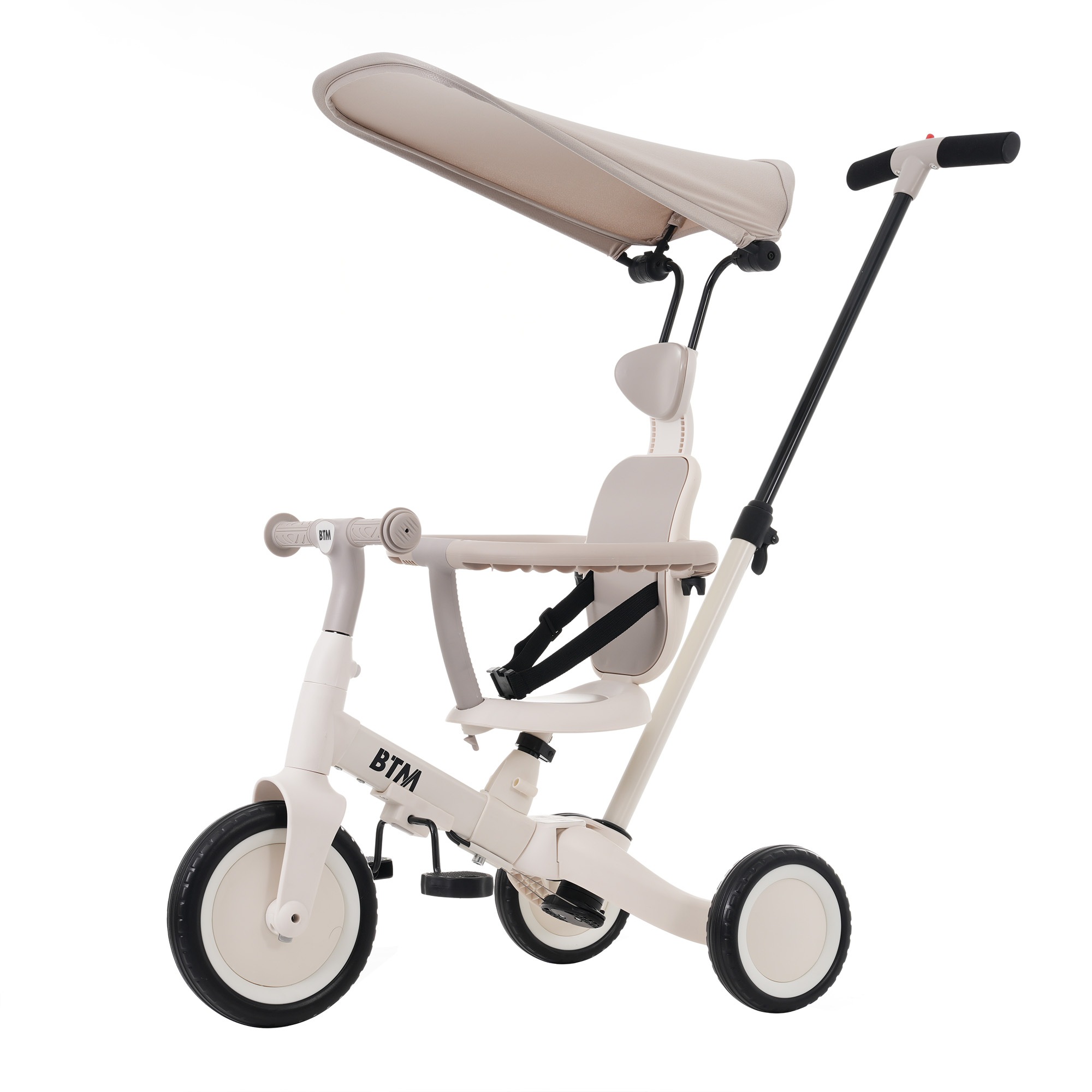 【国内急速出荷 品質保証】【MS325450 NEW COLOR:モランディブラウン】子供用三輪車 5in1 自転車 オリジナル 押し棒付き 安全バー付き サンシェード付き 7,091円