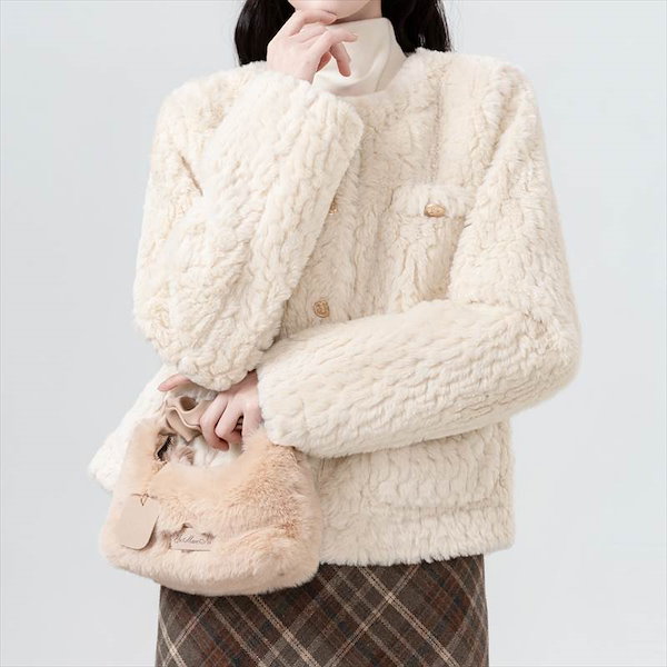 【売れ筋】ボアショートコート ファージャケット レディース ジャケット コート アウター ボアコート ボアジャケット ショート フェミニン クルーネック ボア ファー ふわふわ もこもこ かわいい 大