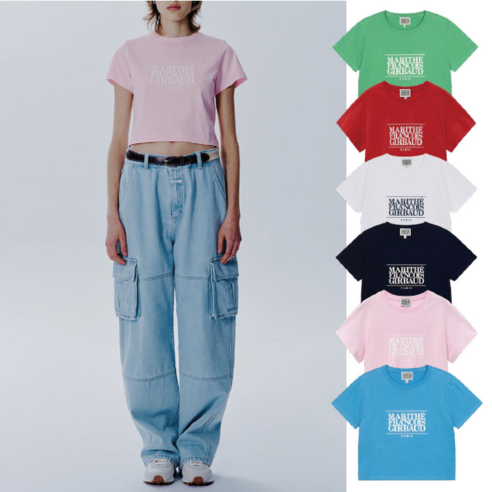 W CLASSIC LOGO CROP TEE 無地 半袖 Tシャツ (6 COLORS)
