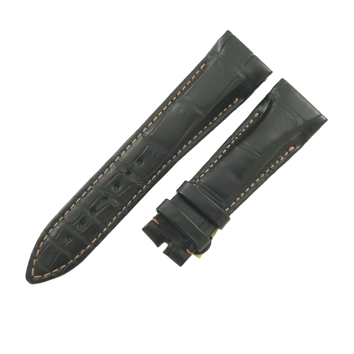コンキスタドール グランプリ 8900用 クロコバンド メンズ 未使用 純正 ベルト ロング 22mm 黒 3年保証
