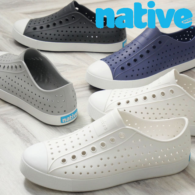 ネイティブ スリッポン メンズ ジェファーソン ラバーシューズ ローカット アウトドア アクアシューズ カジュアルシューズ 111000100 シェルホワイト 白 ジフィーブラック 黒 ピジョングレー