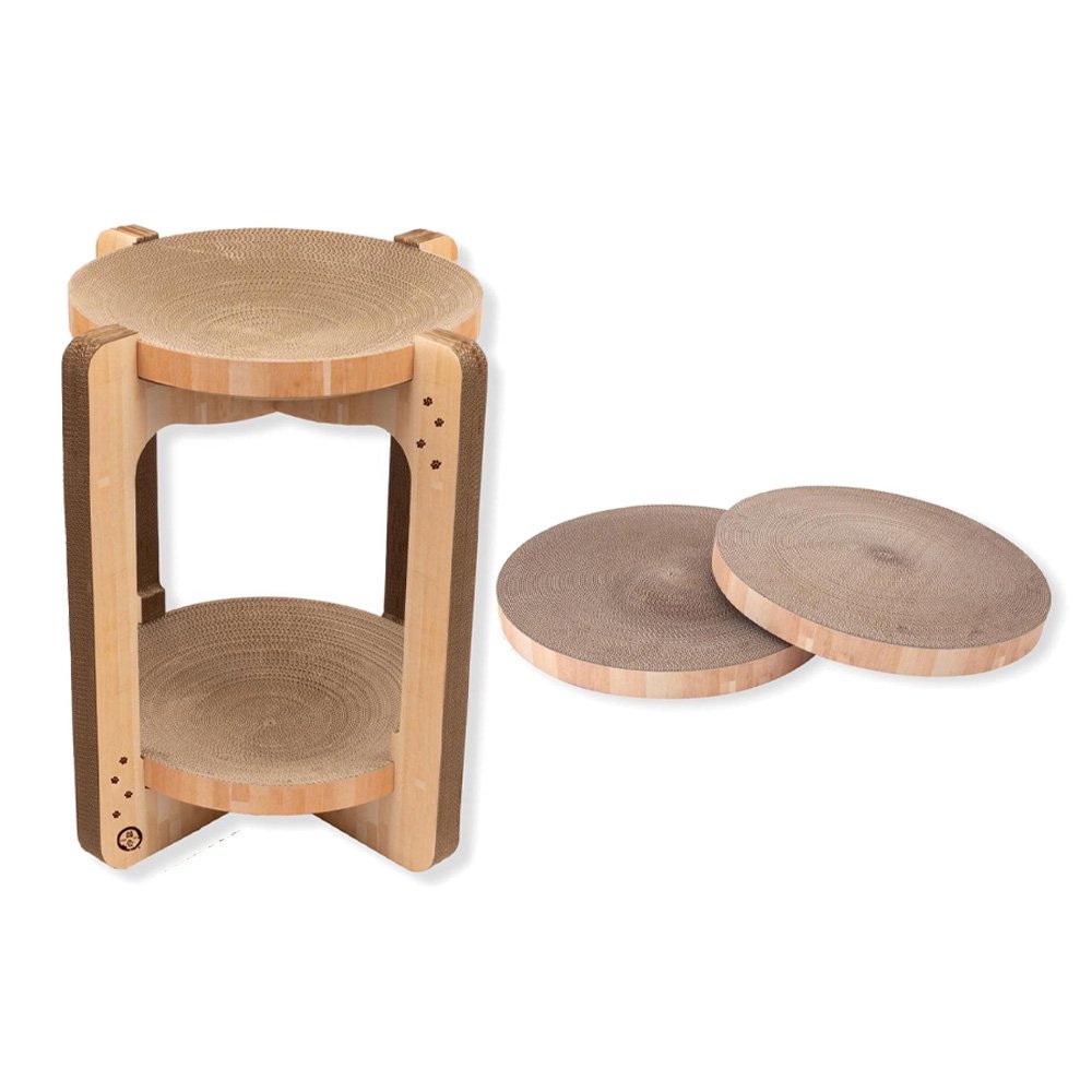 爪とぎ　猫用　バリバリボウルタワーＸＬ　ライトブラウン　＋　交換用つめとぎセット　ＣＲＣ30―51―10―00―00