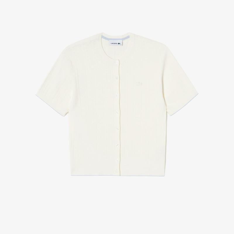 （女性）26SS ポワンテル 半袖カーディガン AF015E-56G 70V（オフホワイト）