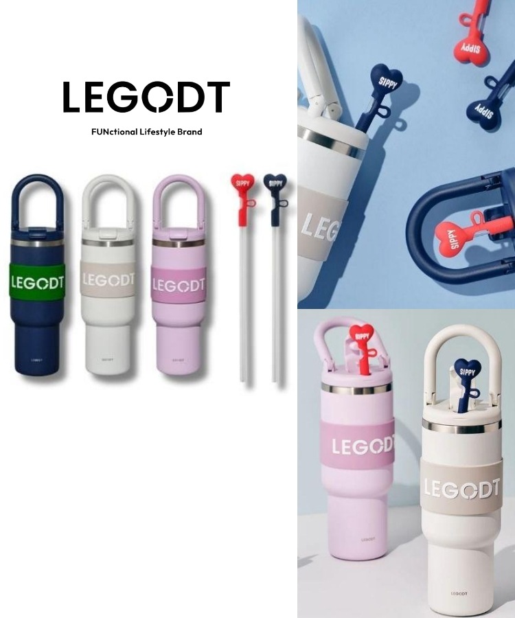 LOOP TUMBLER MULTI 1000ML 【ストローキャップ2P付き】韓国人気 大容量 タンブラー 保温 ハンドル付き 持ちやすい 滑り止め付 ステンレス プレゼント運動 水筒