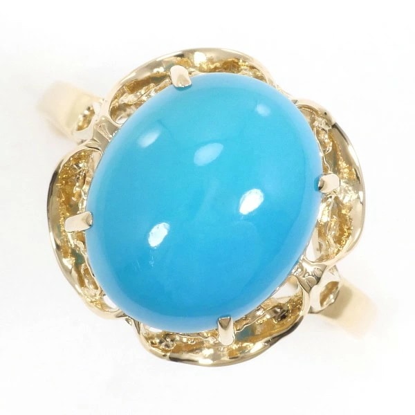 K18 18金 YG イエローゴールド リング 指輪 9.5号 ターコイズ ジュエリー 中古