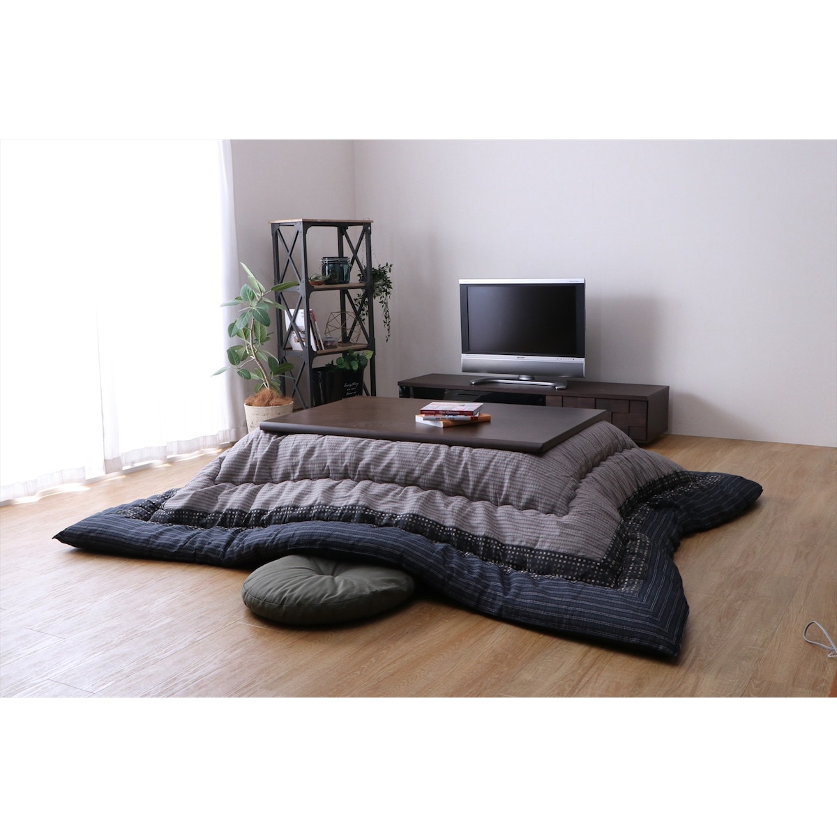 【I】【代引不可】しじら こたつ厚掛け布団ゆかり約205×285cm ブラック 長方形【北海道・沖縄・離島不可】