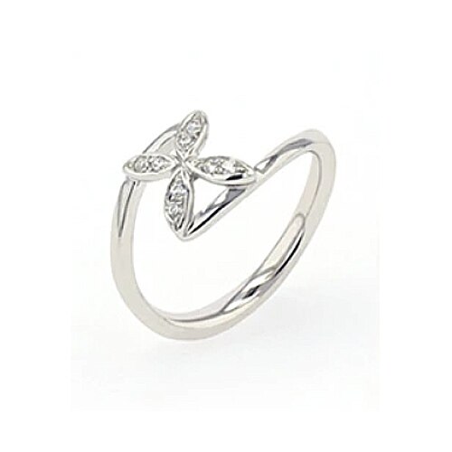 直径1.5mm(22粒)SV925 ハートキューピッド22石キラキラシルバーリング