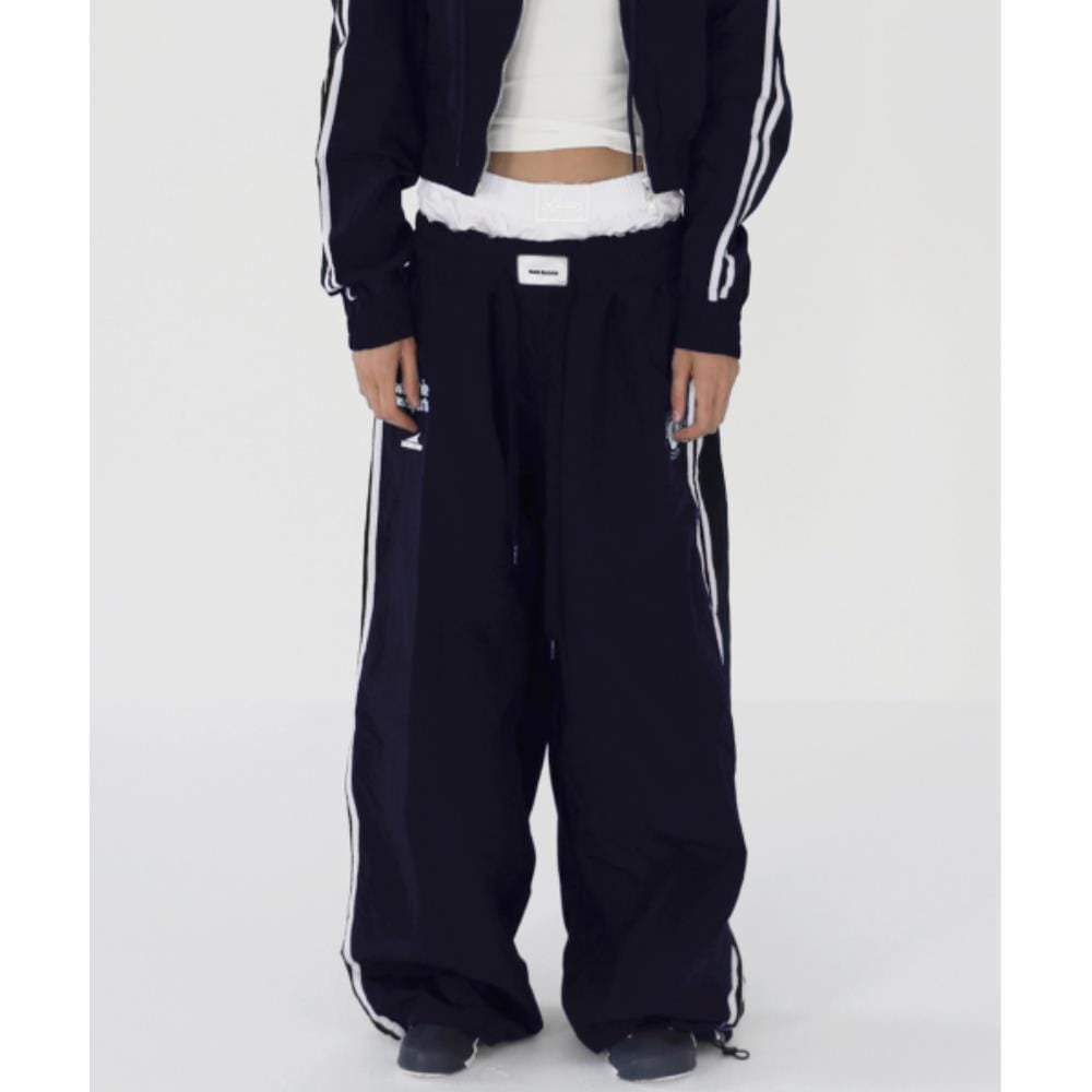 BADBLOOD ADS Vintage Nylon Track Pants Navy w-pts24-030
