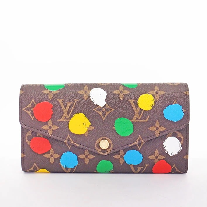 【美品】ルイ ヴィトン LV×YK　ポルトフォイユサラ 草間彌生 モノグラムペインティングドット レディース 【長財布（小銭入れあり）】