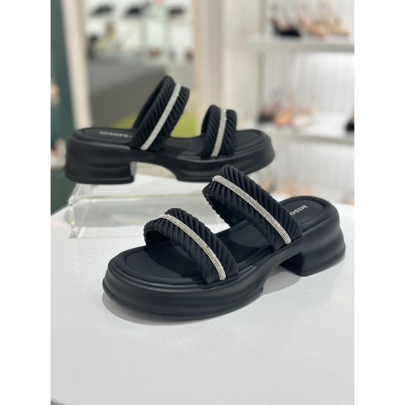 [ヨジュ店] [] 女性用パディングストラップカジュアルスリッパ(3color)712523008 ブラック