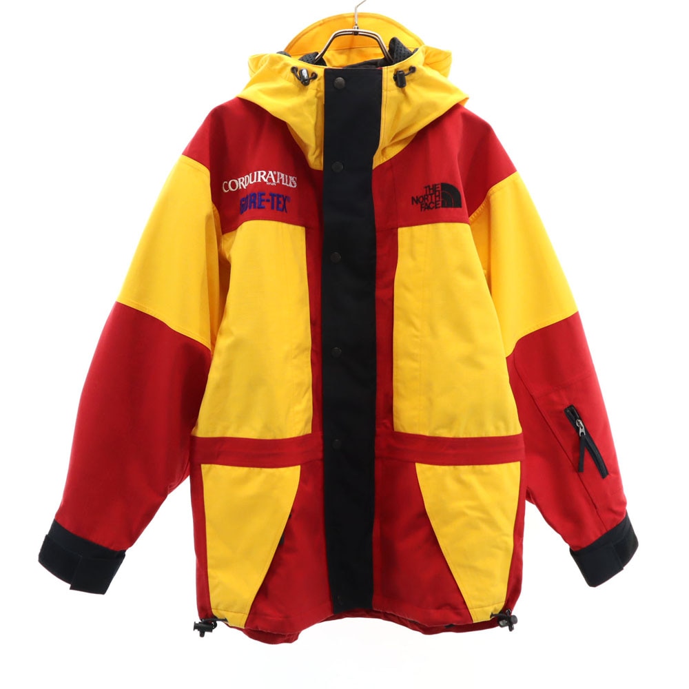 90s オールド 日本製 NP-2186 GORE-TEX コーデュラプラス ナイロンジャケット L レッド×イエロー フーディー アウトドア ツートンカラー メンズ