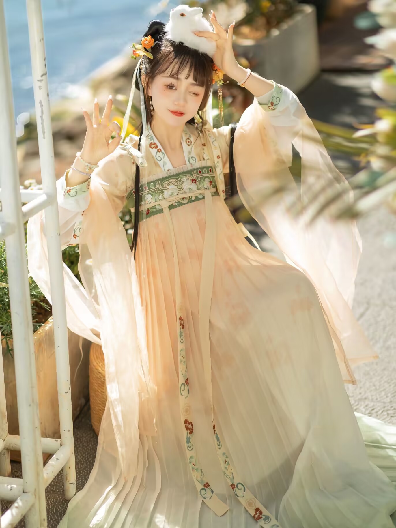 23 新オリジナル初見 [泉水炒茶唐系漢服女漢素胸スカートスーツ春夏秋風