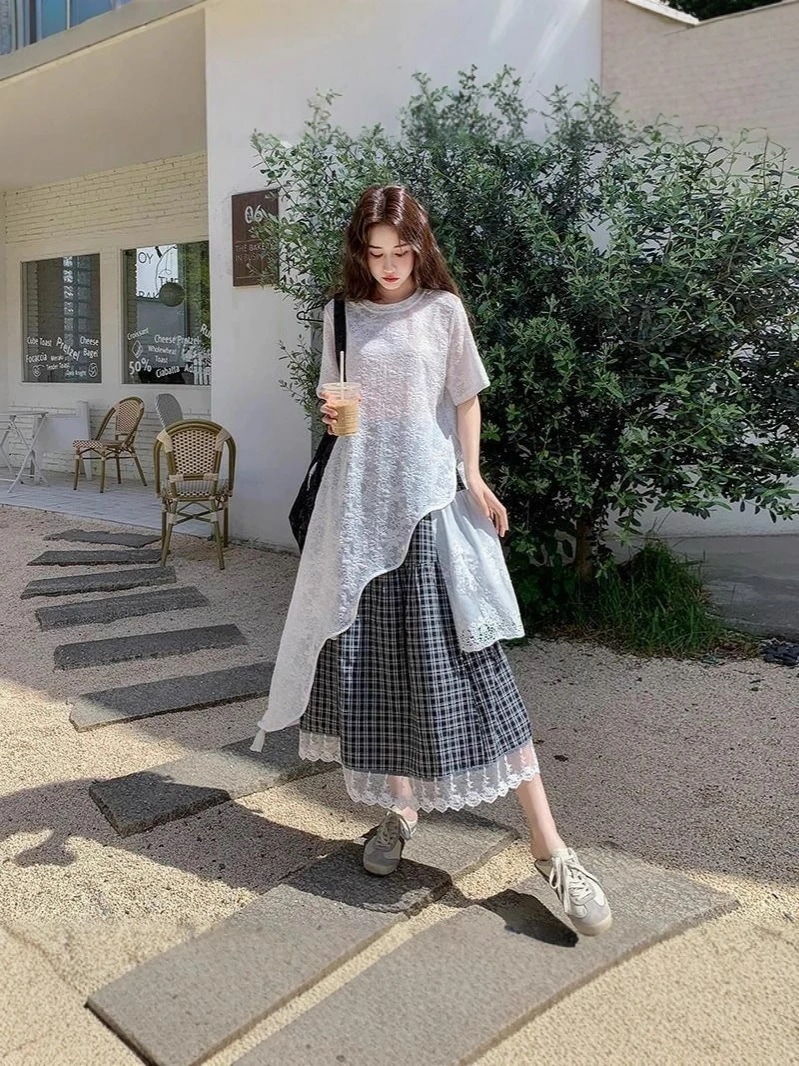 [最安値保証]スカートとレース2点セット ワンピース ジャンパースカート ジャンスカ ワンピース サロペット ワンピース サロペットスカート カジュアル オールインワン シンプル 無地 ゆったり ワイ