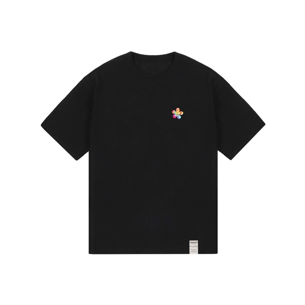 GRAVER 絞り染めフラワースマイルショートスリーブTシャツ 4color