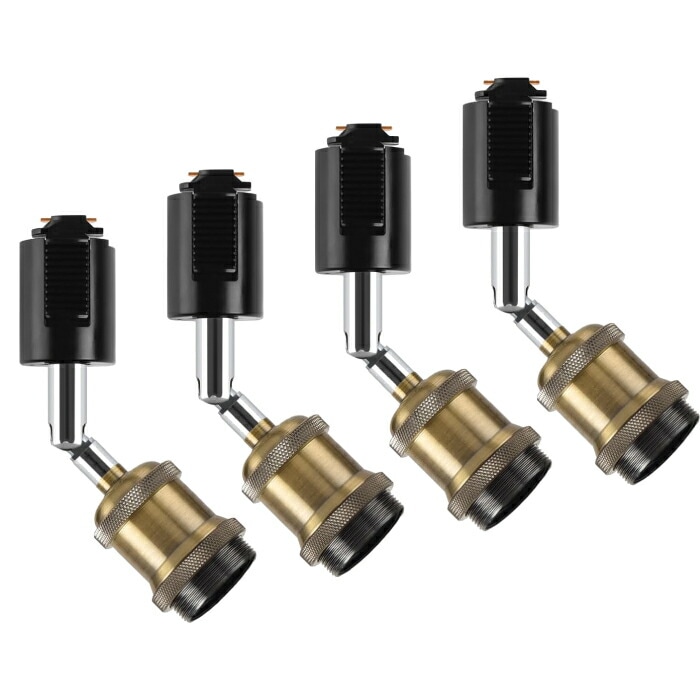 スポットライト ダクトレール用ソケット 4個セット E26口金 LED対応 省エネ おしゃれ 角度調節可能 ライティングレール照明 工具不要 レトロ 北欧風 カフェ風 ダイニング リビング 店舗照明