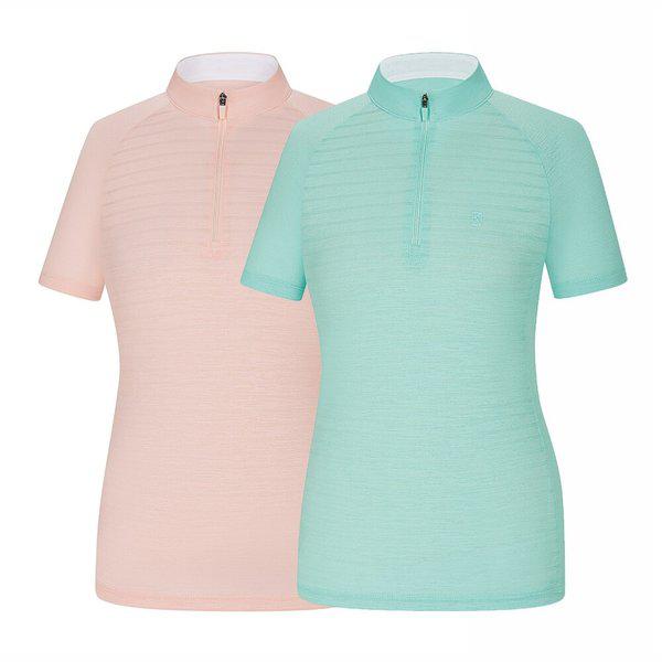 女性夏軽量ジップアップ半袖Tシャツ ルダビ(女) KVT0580W